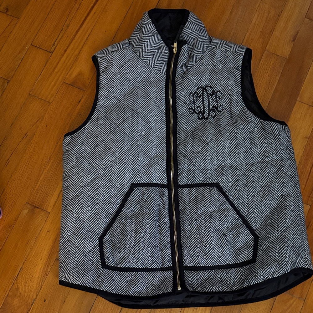 Women's Black and White Herringbone Vest